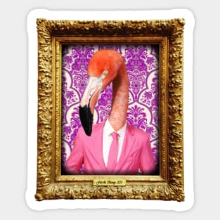 Flamingo Man in Vintage Frame Sticker